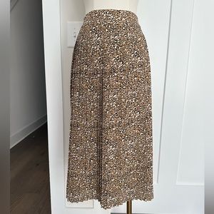 J. Crew Factory High Waisted Leopard Print Pleated Midi Skirt | Size 4